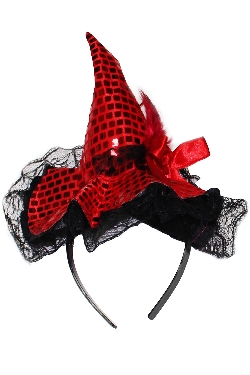 CAPPELLINO STREGA DI PAILLETTES ROSSO 
